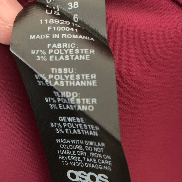 ASOS wrap style  Deep maroon Long Sleeve Dress size 6 nwt - Picture 6 of 6